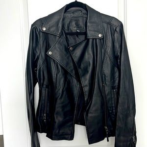Black vegan leather moto jacket